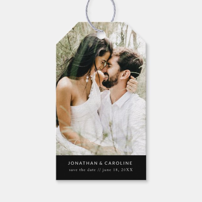 Hochzeit Speichern Sie das Date-Foto einfache Mini Geschenkanhänger (Vorderseite)