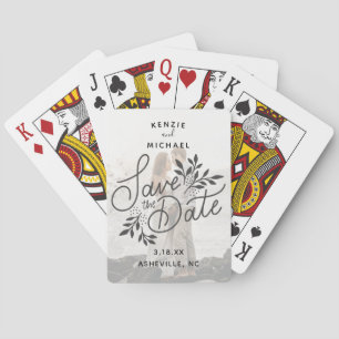 Hochzeit Speichern Sie das Date Foto Kalligrafie b Spielkarten