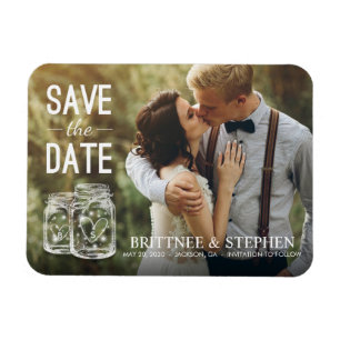 Hochzeit speichern Sie das Date Mason Jar Light Fo Magnet