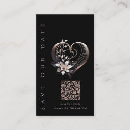 Hochzeit Speichern Sie das Date-QR-Code-Rosa-Herz Visitenkarte