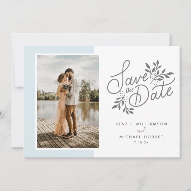 Hochzeit Speichern Sie das Datum 2 Fotos Script Bo Save The Date (Vorderseite)