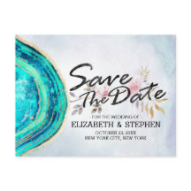 Hochzeit speichern Sie das Datum Aquamarinen Gold 