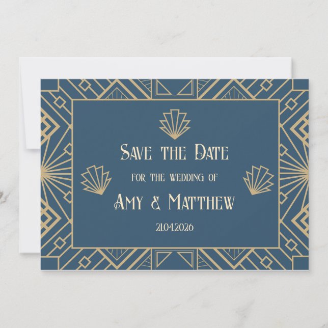 Hochzeit speichern Sie das Datum - Art-Deco-Gatsby Save The Date (Vorderseite)