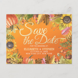 Hochzeit speichern Sie das Datum Autumn Maple Blät Ankündigungspostkarte