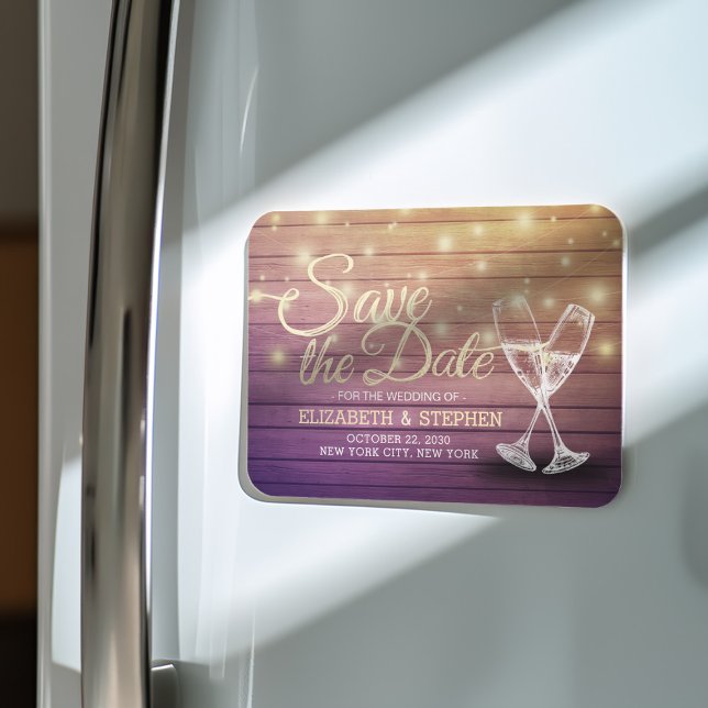 Hochzeit speichern Sie das Datum Champagner Glass  Magnet (Von Creator hochgeladen)
