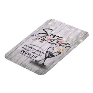 Hochzeit speichern Sie das Datum Champagner Glass Magnet
