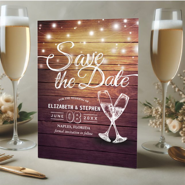 Hochzeit speichern Sie das Datum Champagner Glass  Save The Date (Von Creator hochgeladen)