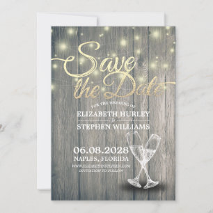 Hochzeit speichern Sie das Datum Champagner Glass  Save The Date
