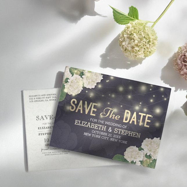 Hochzeit speichern Sie das Datum chic Hydrangea St Postkarte (Von Creator hochgeladen)