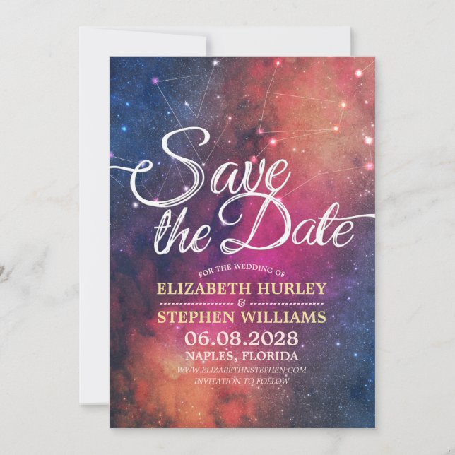 Hochzeit speichern Sie das Datum Chic Star Sky Ste Save The Date (Vorderseite)