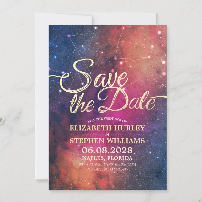 Hochzeit speichern Sie das Datum Chic Star Sky Ste Save The Date (Vorderseite)