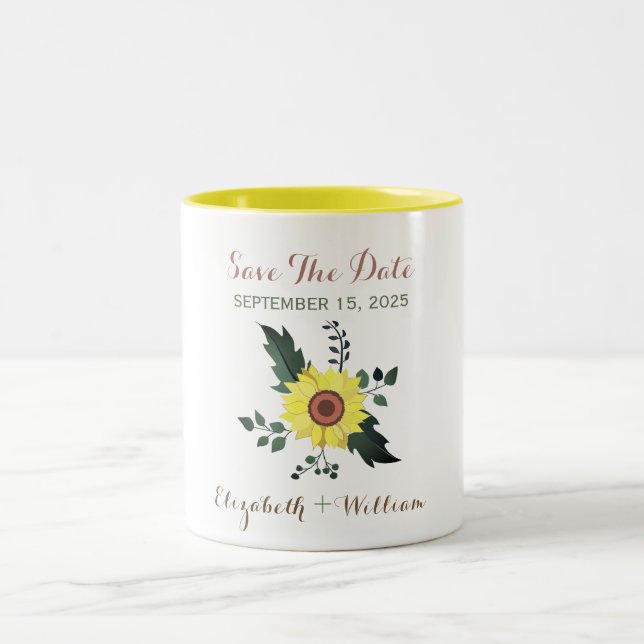 Hochzeit speichern Sie das Datum der Einladung Zweifarbige Tasse (Mittel)