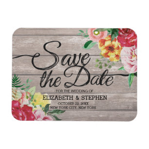 Hochzeit speichern Sie das Datum Elegante Blume Ru Magnet