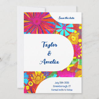 Hochzeit speichern Sie das Datum farbenfroh floral Einladung
