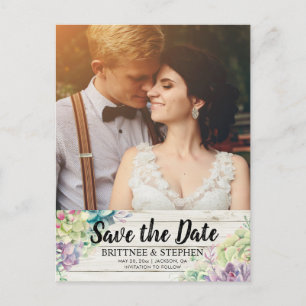 Hochzeit speichern Sie das Datum Foto Sukkulenten Ankündigungspostkarte