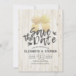 Hochzeit speichern Sie das Datum Gold Ananas Coupl Save The Date