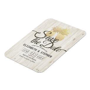 Hochzeit speichern Sie das Datum Gold Ananas Rusti Magnet