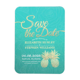 Hochzeit speichern Sie das Datum Golden Ananas Aqu Magnet