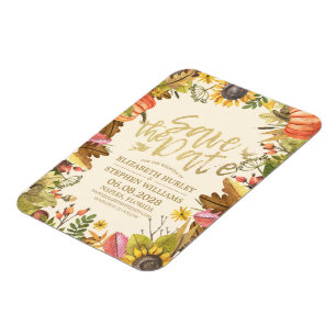 Hochzeit speichern Sie das Datum Herbst Herbstlaub Magnet