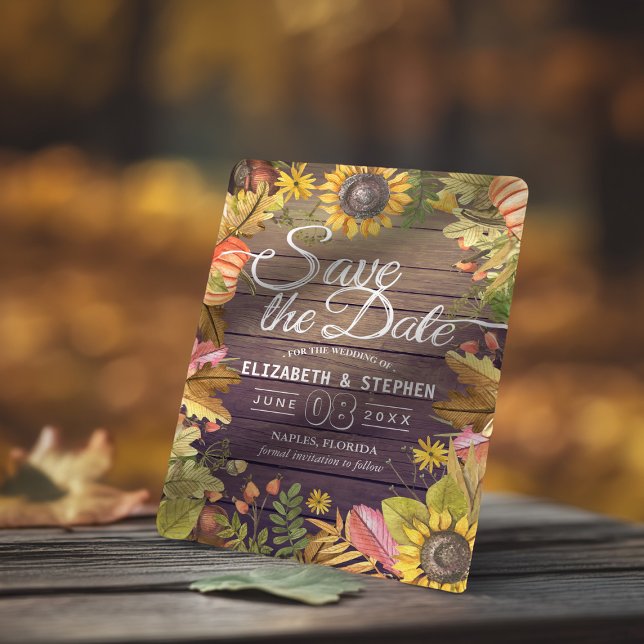 Hochzeit speichern Sie das Datum Herbst verlassen  Save The Date (Von Creator hochgeladen)