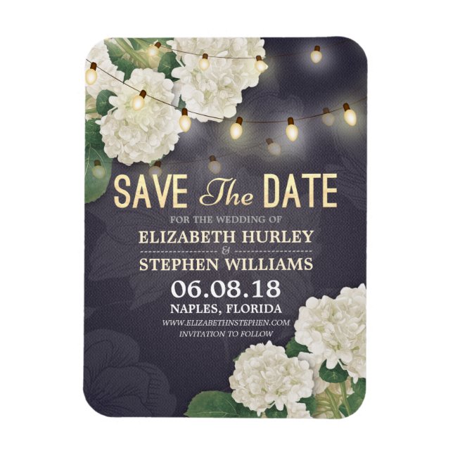 Hochzeit speichern Sie das Datum Hydrangea String  Magnet (Vertikal)