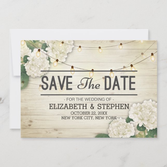 Hochzeit speichern Sie das Datum Hydrangea String  Save The Date (Vorderseite)