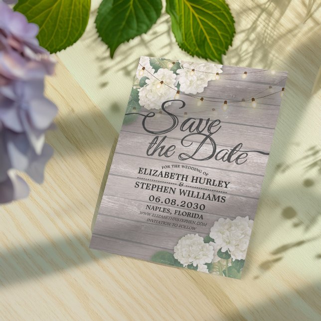 Hochzeit speichern Sie das Datum Hydrangea String  Save The Date (Von Creator hochgeladen)