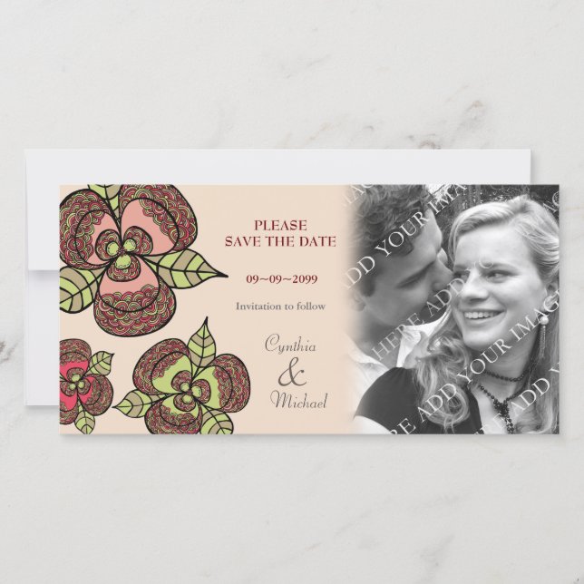 Hochzeit Speichern Sie das Datum japanische Blooms Save The Date (Vorderseite)