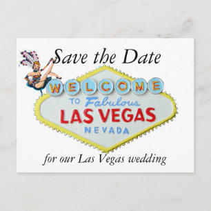 Hochzeit Speichern Sie das Datum Las Vegas Zeichen Ankündigungspostkarte