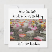 Hochzeit speichern Sie das Datum Rose Blätter