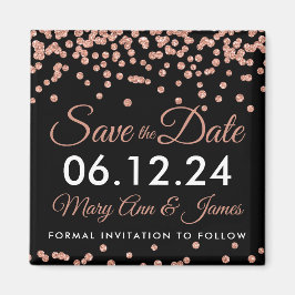 Hochzeit speichern Sie das Datum Rose Gold Glitzer Magnet