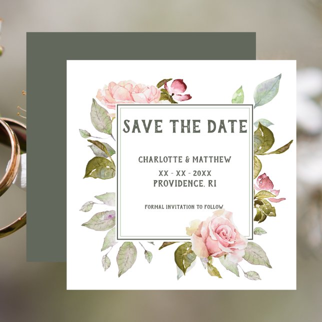 Hochzeit speichern Sie das Datum Rosen. Save The Date (Wedding Save The Date Pink Roses)