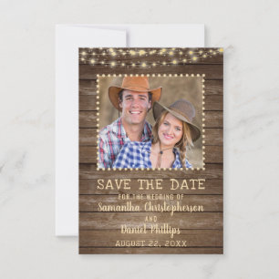 Hochzeit speichern Sie das Datum Rustikale Holzleu Save The Date