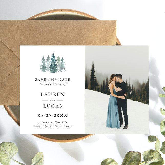 Hochzeit speichern Sie das Datum Rustikale Pinienb Save The Date (Von Creator hochgeladen)