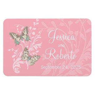 Hochzeit speichern Sie das Datum Schmetterlinge ro Magnet