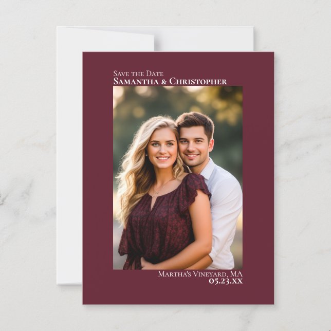 Hochzeit speichern Sie das Datum vertikale Foto Bu Magneteinladung (Vorderseite)