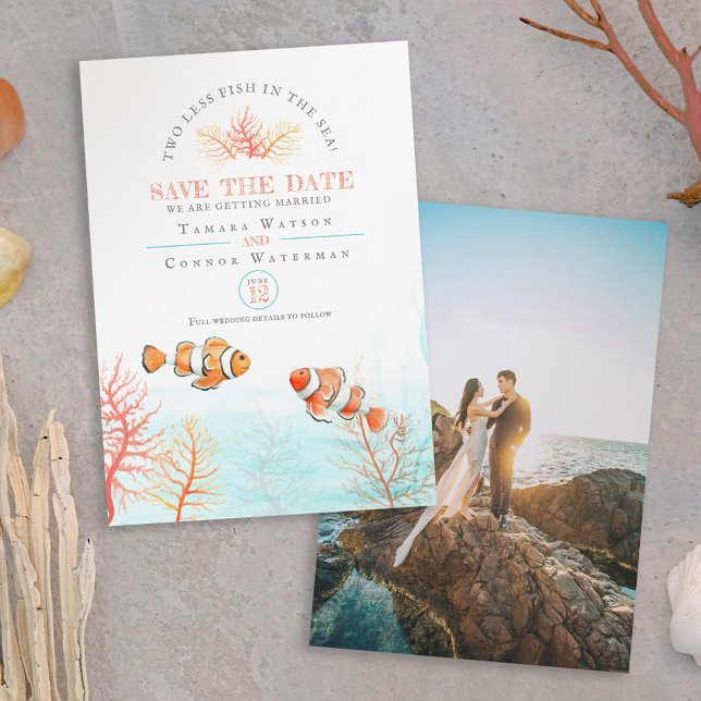 Hochzeit speichern Sie das Datum zwei weniger Fisc Save The Date (Von Creator hochgeladen)