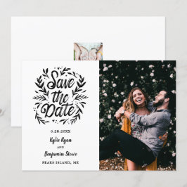 Hochzeit Speichern Sie das Foto 2 Botanische Typog Einladung