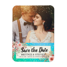 Hochzeit speichern Sie das Foto Blumenmuster Aquam