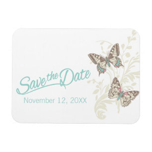 Hochzeit speichern Sie den Datums-Schmetterlingsma Magnet