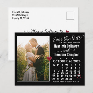 Hochzeit Speichern Sie den Termin Oktober 2024 Cal Einladungspostkarte