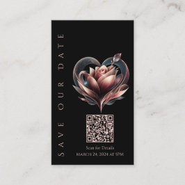 Hochzeit Speichern Sie die Date-QR-Code-Blush-Rose Visitenkarte
