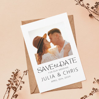Hochzeit Speichern Sie die Datumskarte mit Foto Einladung