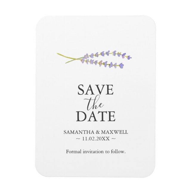 Hochzeit speichern Sie die Datumsmagnete Lavender Magnet (Vertikal)