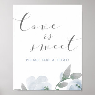 Hochzeit Staubblau Aquarell Liebe ist süß Schild