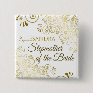 Hochzeit Stiefmutter der Braut Gold Name Button