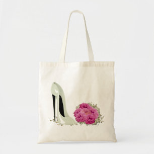 Hochzeit Stiletto Shoe und Bouquet von Rose Tragetasche