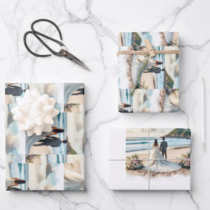Hochzeit Strand Paar Geschenkpapier Set