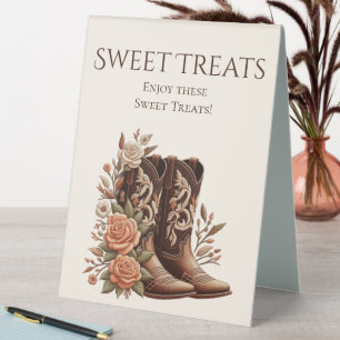 Hochzeit süße Leckereien Sign Cowboy Stiefel und B Tischaufsteller