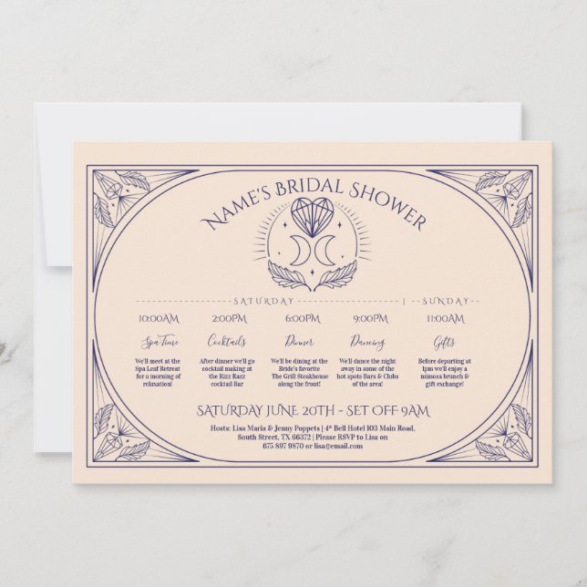 Hochzeit Tarot Moon Heart Brautparty Route Einladung (Vorderseite)